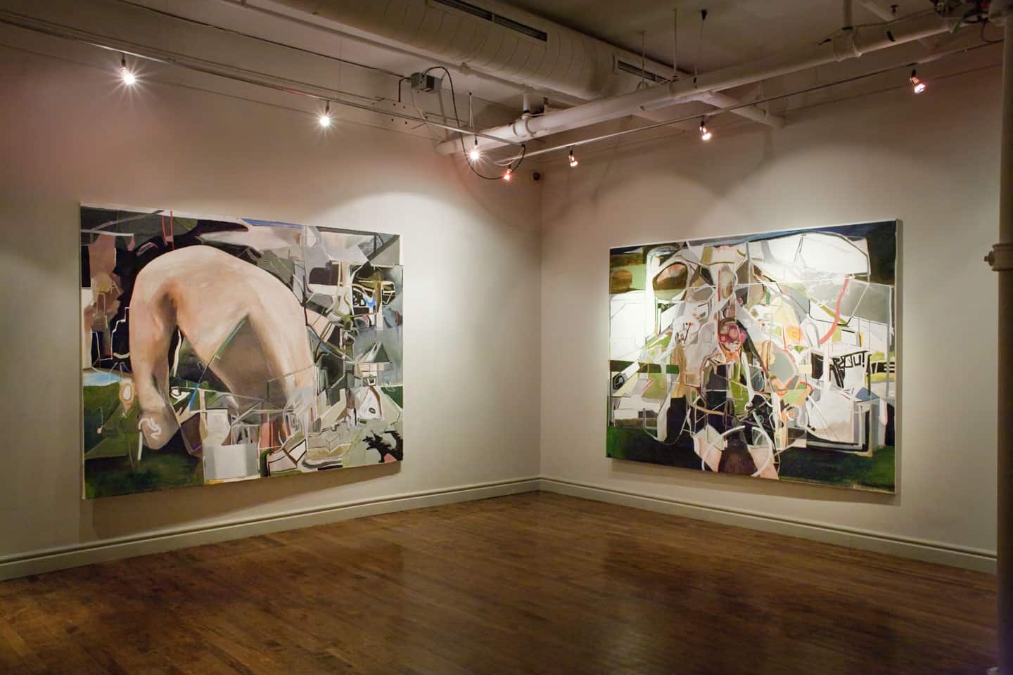 Alex Fischer, (LEFT) The Syncretist, 2009, 72×96 inch acrylic on canvas. (RIGHT) Fair Diplopia, 2009, 72×96 inch acrylic on canvas